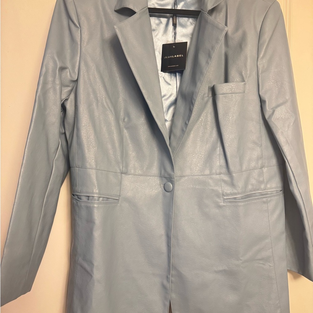 JLux Label Leather Blazer